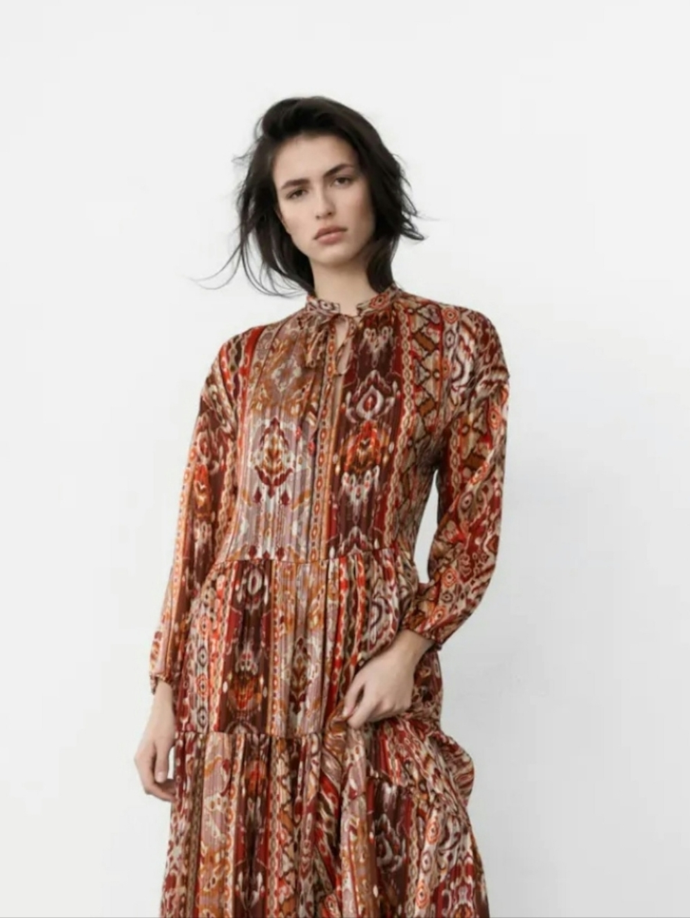 ❗️SOLD ❗️ZARA | SMALL | midi pattern dress with tassels